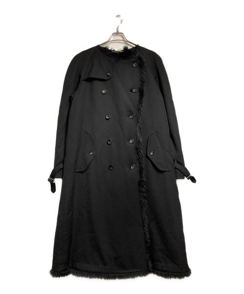 COMME des GARCONS HOMME PLUS（コムデギャルソンオムプリュス）COMME des GARCONS HOMME PLUS (コムデギャルソンオムプリュス) ファー切替ノーカラートレンチコート/Fur-trimmed collarless trench coat ブラック サイズ:Lの古着・服飾アイテム