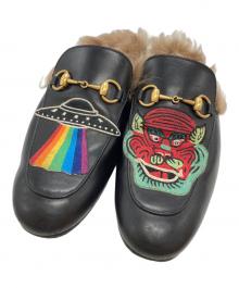 GUCCI（グッチ）の古着「鬼UFO刺繍プリンスタウンファーミュール」｜ブラック