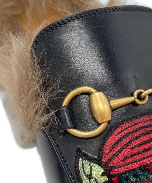 GUCCI（グッチ）GUCCI (グッチ) 鬼UFO刺繍プリンスタウンファーミュール ブラック サイズ:7.5の古着・服飾アイテム