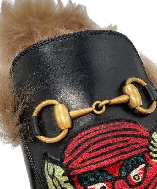 GUCCI（グッチ）GUCCI (グッチ) 鬼UFO刺繍プリンスタウンファーミュール ブラック サイズ:7.5の古着・服飾アイテム