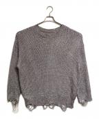 NOUNLESSナウンレス）の古着「SHINY FOIL GRUNGE KNIT/シャイニーフォイルグランジニット」｜シルバー