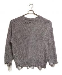 NOUNLESS（ナウンレス）の古着「SHINY FOIL GRUNGE KNIT/シャイニーフォイルグランジニット」｜シルバー