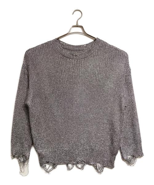 NOUNLESS（ナウンレス）NOUNLESS (ナウンレス) SHINY FOIL GRUNGE KNIT/シャイニーフォイルグランジニット シルバー サイズ:2の古着・服飾アイテム