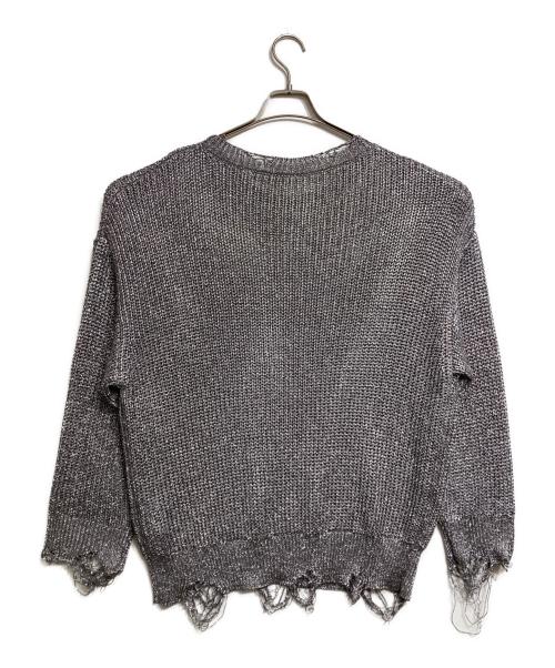 NOUNLESS（ナウンレス）NOUNLESS (ナウンレス) SHINY FOIL GRUNGE KNIT/シャイニーフォイルグランジニット シルバー サイズ:2の古着・服飾アイテム