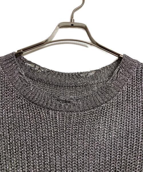 NOUNLESS（ナウンレス）NOUNLESS (ナウンレス) SHINY FOIL GRUNGE KNIT/シャイニーフォイルグランジニット シルバー サイズ:2の古着・服飾アイテム