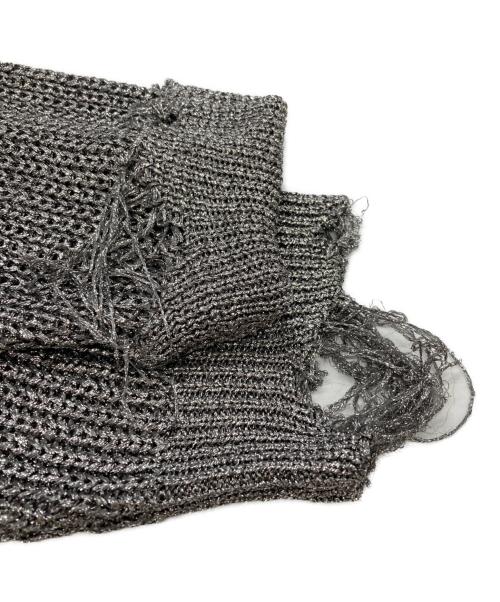 NOUNLESS（ナウンレス）NOUNLESS (ナウンレス) SHINY FOIL GRUNGE KNIT/シャイニーフォイルグランジニット シルバー サイズ:2の古着・服飾アイテム