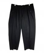 Yohji Yamamoto pour hommeヨウジヤマモト プールオム）の古着「ウールフランネル タックパンツ/Wool Flannel Pleated Trousers」｜ブラック