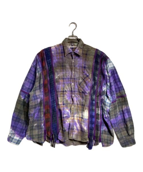 Rebuild by Needles（リビルドバイニードルス）Rebuild by Needles (リビルドバイニードルス) 7 Cuts Zipped Wide Shirt/7カッツ・ジップ・ワイドシャツ パープル×グリーン サイズ:FREEの古着・服飾アイテム