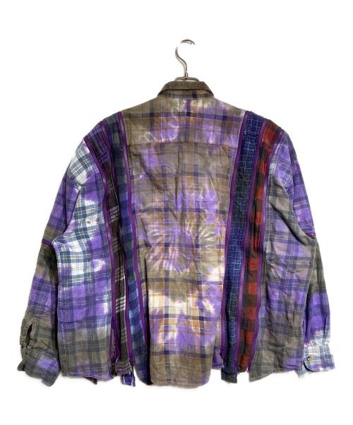Rebuild by Needles（リビルドバイニードルス）Rebuild by Needles (リビルドバイニードルス) 7 Cuts Zipped Wide Shirt/7カッツ・ジップ・ワイドシャツ パープル×グリーン サイズ:FREEの古着・服飾アイテム