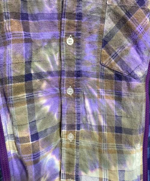 Rebuild by Needles（リビルドバイニードルス）Rebuild by Needles (リビルドバイニードルス) 7 Cuts Zipped Wide Shirt/7カッツ・ジップ・ワイドシャツ パープル×グリーン サイズ:FREEの古着・服飾アイテム
