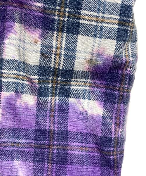 Rebuild by Needles（リビルドバイニードルス）Rebuild by Needles (リビルドバイニードルス) 7 Cuts Zipped Wide Shirt/7カッツ・ジップ・ワイドシャツ パープル×グリーン サイズ:FREEの古着・服飾アイテム