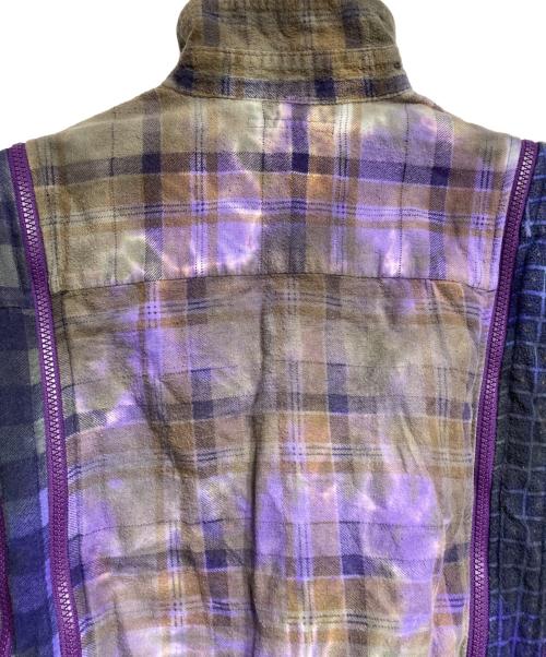 Rebuild by Needles（リビルドバイニードルス）Rebuild by Needles (リビルドバイニードルス) 7 Cuts Zipped Wide Shirt/7カッツ・ジップ・ワイドシャツ パープル×グリーン サイズ:FREEの古着・服飾アイテム