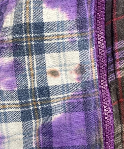Rebuild by Needles（リビルドバイニードルス）Rebuild by Needles (リビルドバイニードルス) 7 Cuts Zipped Wide Shirt/7カッツ・ジップ・ワイドシャツ パープル×グリーン サイズ:FREEの古着・服飾アイテム