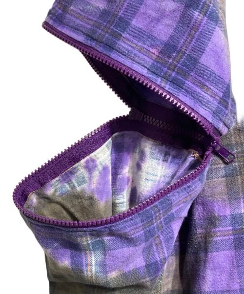 Rebuild by Needles（リビルドバイニードルス）Rebuild by Needles (リビルドバイニードルス) 7 Cuts Zipped Wide Shirt/7カッツ・ジップ・ワイドシャツ パープル×グリーン サイズ:FREEの古着・服飾アイテム