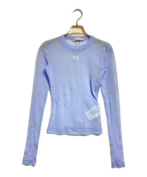 ALEXANDER WANG（アレキサンダー・ワン）ALEXANDER WANG (アレキサンダー・ワン) Evening Haze Semi-Sheer Mesh Topクリスタル装飾ストレッチチュールトップ ブルー サイズ:XSの古着・服飾アイテム