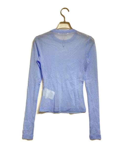ALEXANDER WANG（アレキサンダー・ワン）ALEXANDER WANG (アレキサンダー・ワン) Evening Haze Semi-Sheer Mesh Topクリスタル装飾ストレッチチュールトップ ブルー サイズ:XSの古着・服飾アイテム