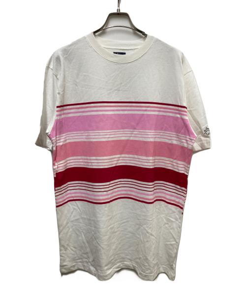 stussy（ステューシー）stussy (ステューシー) ボーダーTシャツ ホワイト サイズ:Lの古着・服飾アイテム