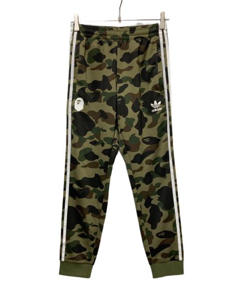 adidas（アディダス）adidas (アディダス) A BATHING APE (ア ベイシング エイプ) トラックパンツ グリーン サイズ:Ｍの古着・服飾アイテム