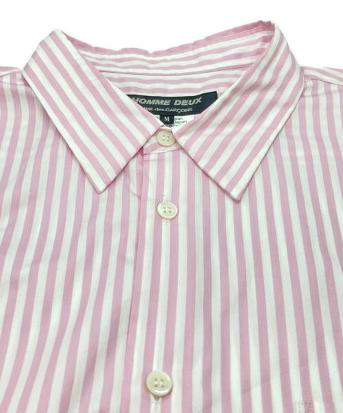 COMME des GARCONS HOMME DEUX（コムデギャルソン オム ドゥ）COMME des GARCONS HOMME DEUX (コムデギャルソン オム ドゥ) ストライプS/Sシャツ/Striped  shirt ピンク サイズ:Mの古着・服飾アイテム