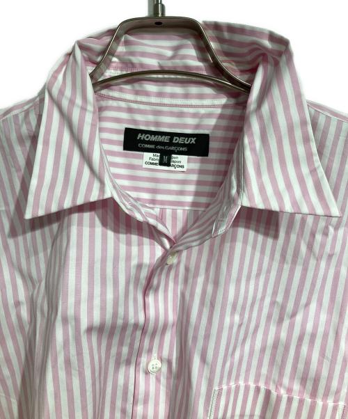 COMME des GARCONS HOMME DEUX（コムデギャルソン オム ドゥ）COMME des GARCONS HOMME DEUX (コムデギャルソン オム ドゥ) ストライプS/Sシャツ/Striped  shirt ピンク サイズ:Mの古着・服飾アイテム