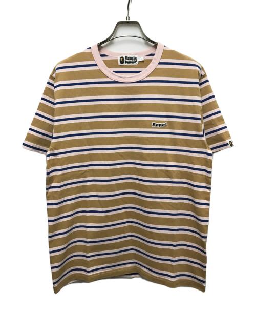A BATHING APE（アベイシングエイプ）A BATHING APE (アベイシングエイプ) ボーダーカットソー ブラウン サイズ:Lの古着・服飾アイテム