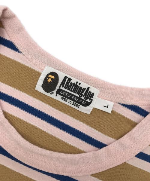 A BATHING APE（アベイシングエイプ）A BATHING APE (アベイシングエイプ) ボーダーカットソー ブラウン サイズ:Lの古着・服飾アイテム