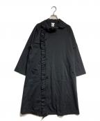 noir kei ninomiyaノワール ケイ ニノミヤ）の古着「フリル綿ポンチロングコート/Frilled cotton poncho long coat」｜ブラック