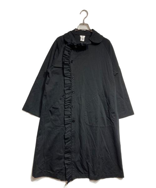 noir kei ninomiya（ノワール ケイ ニノミヤ）noir kei ninomiya (ノワール ケイ ニノミヤ) フリル綿ポンチロングコート/Frilled cotton poncho long coat ブラック サイズ:XSの古着・服飾アイテム