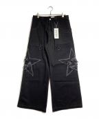 TASKSタスク）の古着「ダメージ加工スターデニムパンツ/Star Denim Pants」｜ブラック