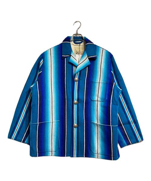 MIYAGIHIDETAKA（ミヤギヒデタカ）MIYAGIHIDETAKA (ミヤギヒデタカ) MONITALY (モニタリー) Mexican rug JACKET/メキシカンラグジャケット ブルー サイズ:48の古着・服飾アイテム