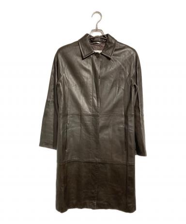 中古・古着通販】MaxMara (マックスマーラ) レザーコート ブラウン