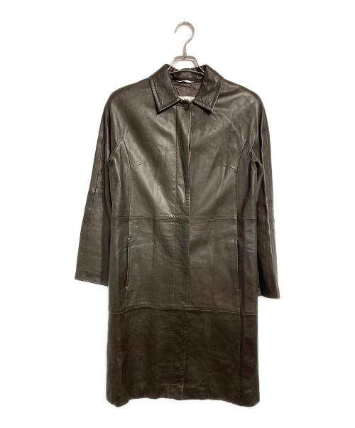 MaxMara（マックスマーラ）MaxMara (マックスマーラ) レザーコート ブラウン サイズ:40の古着・服飾アイテム