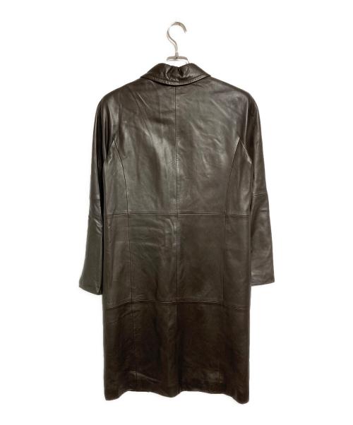 MaxMara（マックスマーラ）MaxMara (マックスマーラ) レザーコート ブラウン サイズ:40の古着・服飾アイテム
