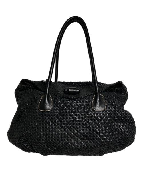 JIL SANDER（ジルサンダー）JIL SANDER (ジルサンダー) ターンロック編み込みレザートートバッグ/Leather Tote Bag ブラックの古着・服飾アイテム