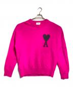 AMI PARISアミ パリス）の古着「ハートロゴニット/Heart logo knit 」｜ピンク