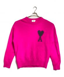 AMI PARIS（アミ パリス）の古着「ハートロゴニット/Heart logo knit 」｜ピンク