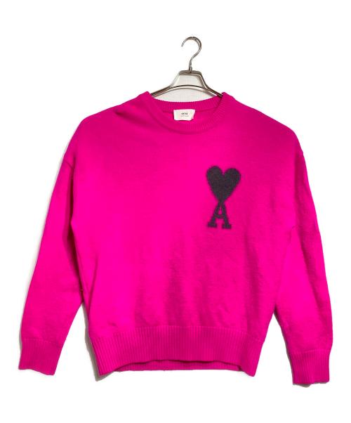 AMI PARIS（アミ パリス）AMI PARIS (アミ パリス) ハートロゴニット/Heart logo knit  ピンク サイズ:Ｌの古着・服飾アイテム