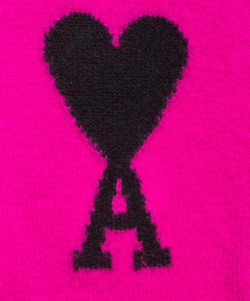 AMI PARIS（アミ パリス）AMI PARIS (アミ パリス) ハートロゴニット/Heart logo knit  ピンク サイズ:Ｌの古着・服飾アイテム