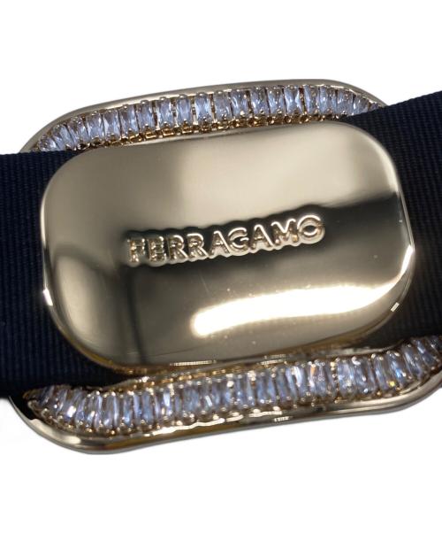 Ferragamo（フェラガモ）Ferragamo (フェラガモ) ヴァラビジューリボンバレッタ ブラックの古着・服飾アイテム