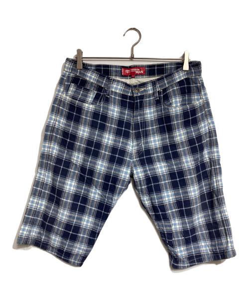 COMME des GARCONS JUNYA WATANABE MAN（コム デ ギャルソン ジュンヤ ワタナベ マン）COMME des GARCONS JUNYA WATANABE MAN 10 corso como (ディエチ コルソコモ) LEVI'S (リーバイス) トリプルコラボチェックハーフパンツ/Shorts ブルー サイズ:Ｓの古着・服飾アイテム