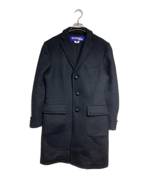 COMME des GARCONS JUNYA WATANABE MAN（コム デ ギャルソン ジュンヤ ワタナベ マン）COMME des GARCONS JUNYA WATANABE MAN カシミヤブレンドボンディングチェスターコート/Cashmere-blend bonded chester coat ブラック サイズ:Ｓの古着・服飾アイテム