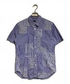 COMME des GARCONS HOMMEコムデギャルソン オム）の古着「ストライプパッチワーク シャツ/Stripe Patchwork Shirt」｜ブルー×ホワイト