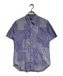 COMME des GARCONS HOMME（コムデギャルソン オム）の古着「ストライプパッチワーク シャツ/Stripe Patchwork Shirt」｜ブルー×ホワイト