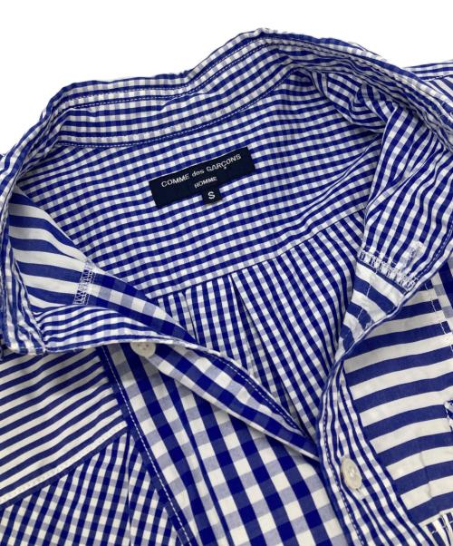 COMME des GARCONS HOMME（コムデギャルソン オム）COMME des GARCONS HOMME (コムデギャルソン オム) ストライプパッチワーク シャツ/Stripe Patchwork Shirt ブルー×ホワイト サイズ:Ｓの古着・服飾アイテム