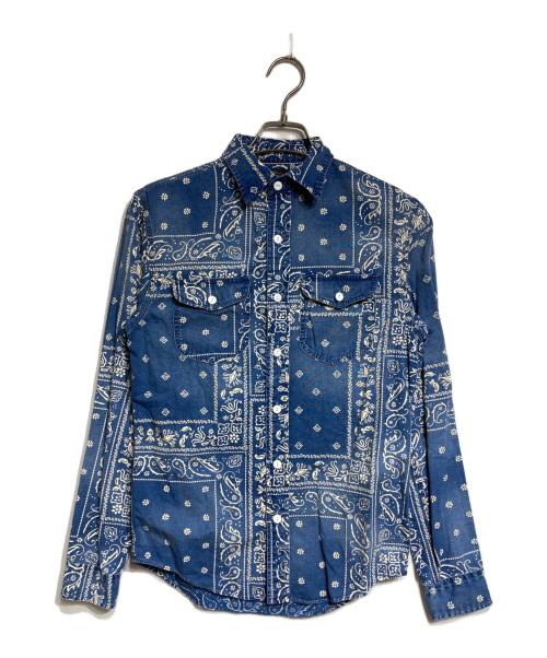 RRL（ダブルアールエル）RRL (ダブルアールエル) BANDANA INDIGO WORK SHIRTS/バンダナインディゴワークシャツ ブルー サイズ:ＸＳの古着・服飾アイテム