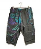 Yohji Yamamoto pour hommeヨウジヤマモト プールオム）の古着「総柄リネンクロップドパンツ/Printed linen cropped pants」｜オリーブ
