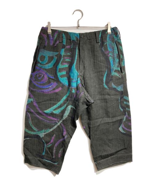 Yohji Yamamoto pour homme（ヨウジヤマモト プールオム）Yohji Yamamoto pour homme (ヨウジヤマモト プールオム) 総柄リネンクロップドパンツ/Printed linen cropped pants オリーブ サイズ:3の古着・服飾アイテム