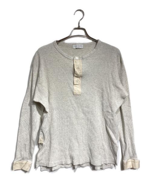 Yohji Yamamoto pour homme（ヨウジヤマモト プールオム）Yohji Yamamoto pour homme (ヨウジヤマモト プールオム) ドッキングヘンリーネックサーマルカットソー/layered-look thermal Henley shirt アイボリー サイズ:3の古着・服飾アイテム