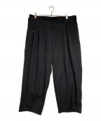 Y's for menワイズフォーメン）の古着「WOOL GABADINE TACK WIDE PANTS/ウールギャバジンタックワイドパンツ」｜ブラック