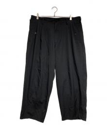 Y's for men（ワイズフォーメン）の古着「WOOL GABADINE TACK WIDE PANTS/ウールギャバジンタックワイドパンツ」｜ブラック